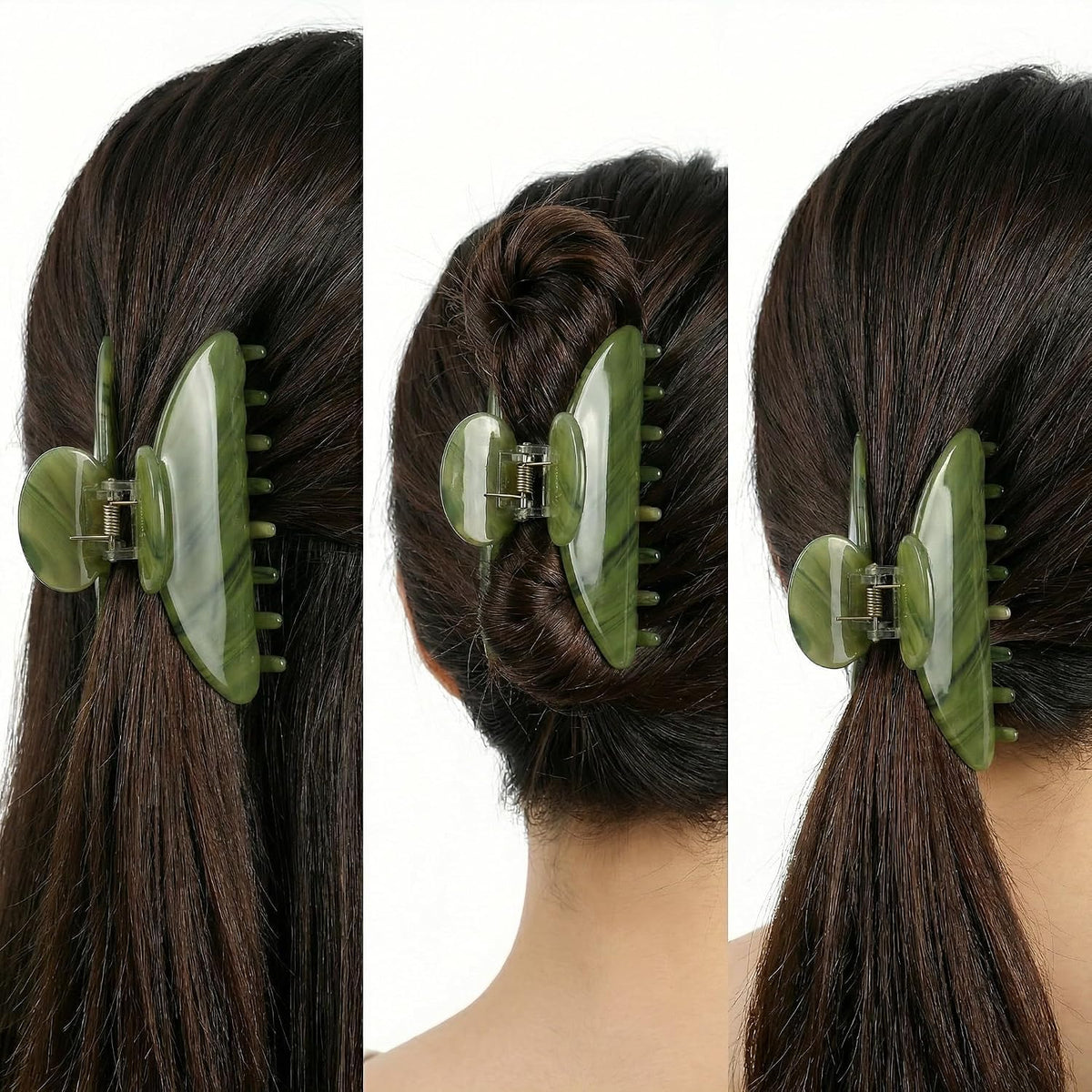 4 Inch Acetate Hair Clip, Olive Green Claw Clip for Women