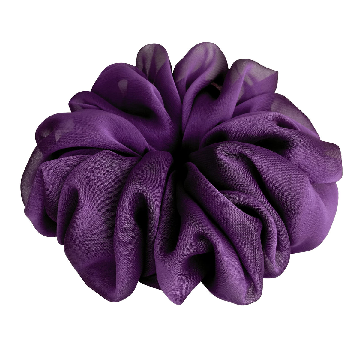 38 Colors Available, Soft Sheer Chiffon Big Hair Scrunchies (Black)