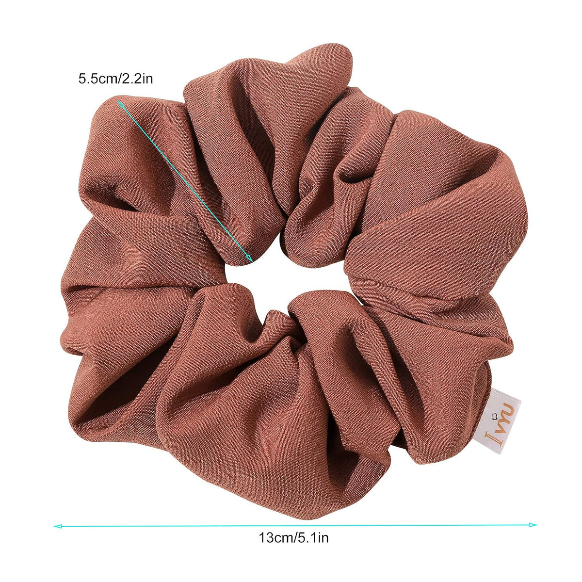 Ivyu Scrunchies Hair Ties, Big Large Scrunchie for Girls Women, Cute Hairties Jumbo Scrunchy For Thick Curl Hair No Crease Hair Accessories Soft Ropes Ponytail Holder, 4 Count, Black, Brown, Beige
