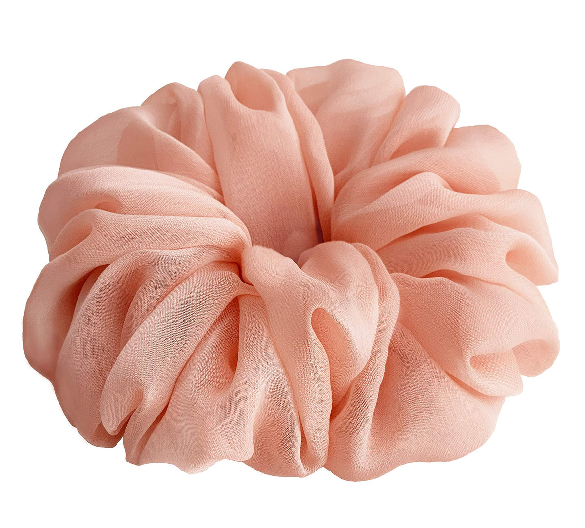 38 Colors Available, Soft Sheer Chiffon Big Hair Scrunchies (Black)