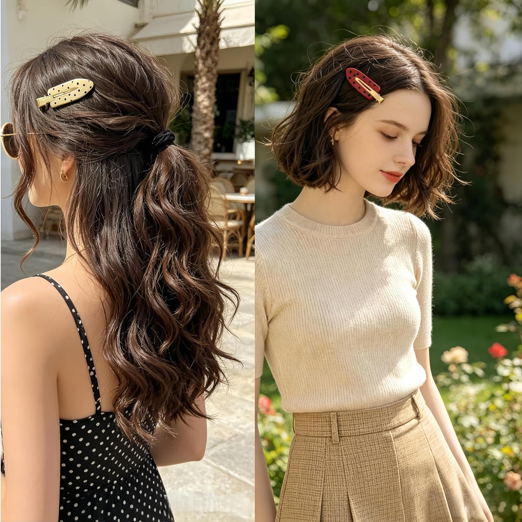 Polka Dot Hair Clips Classic Retro Alligator Accessories for Women Black White Red No Bend Creaseless Hair Styling Makeup Face Washing Workout Bangs