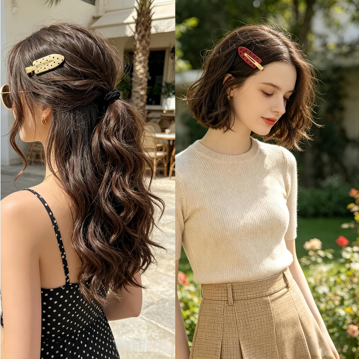 Polka Dot Hair Clips Classic Retro Alligator Accessories for Women Black White Red No Bend Creaseless Hair Styling Makeup Face Washing Workout Bangs