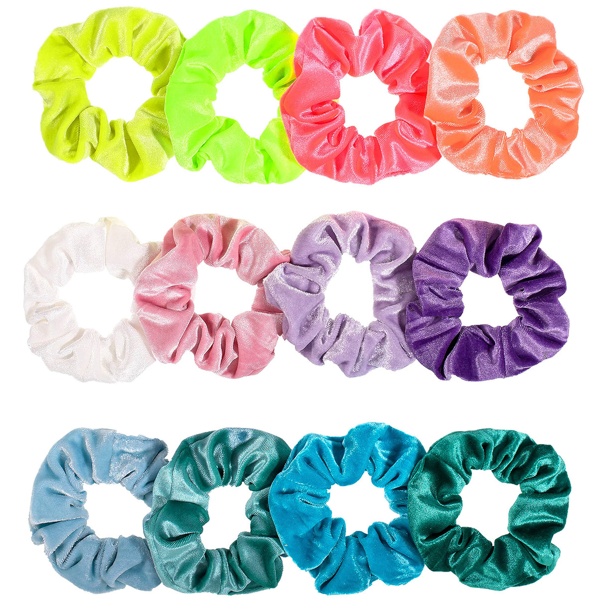 Whaline Pastel Hair Scrunchies Elastic Scrunchy Bobbles Velvet Hair Bands Boho Soft Hairs Ties Hairstyle Accessories for Girls Women (12 Colors)