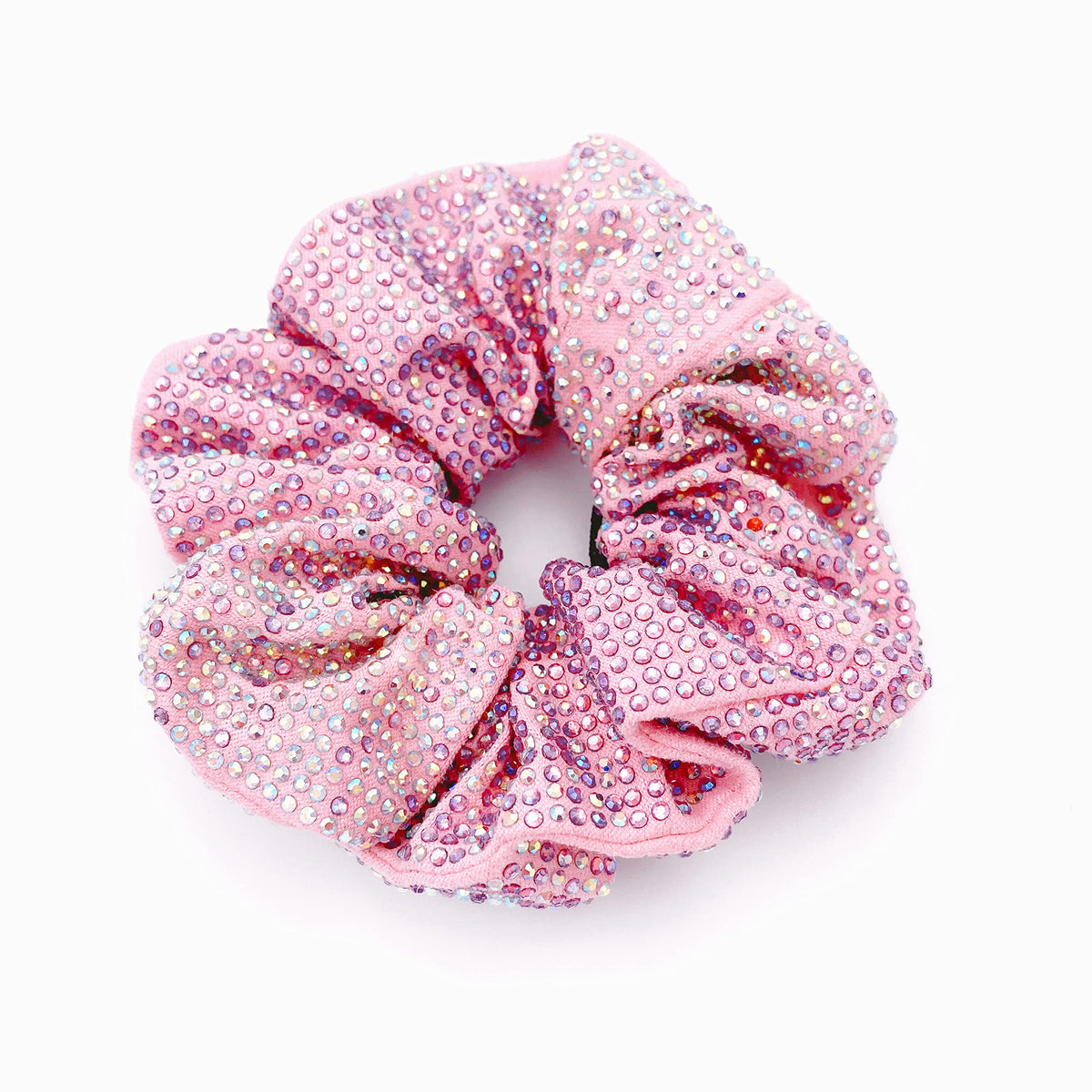 Embellished Sparkly Black Crystal Scrunchie Hair Tie Ponytail Holder Accessory for Women