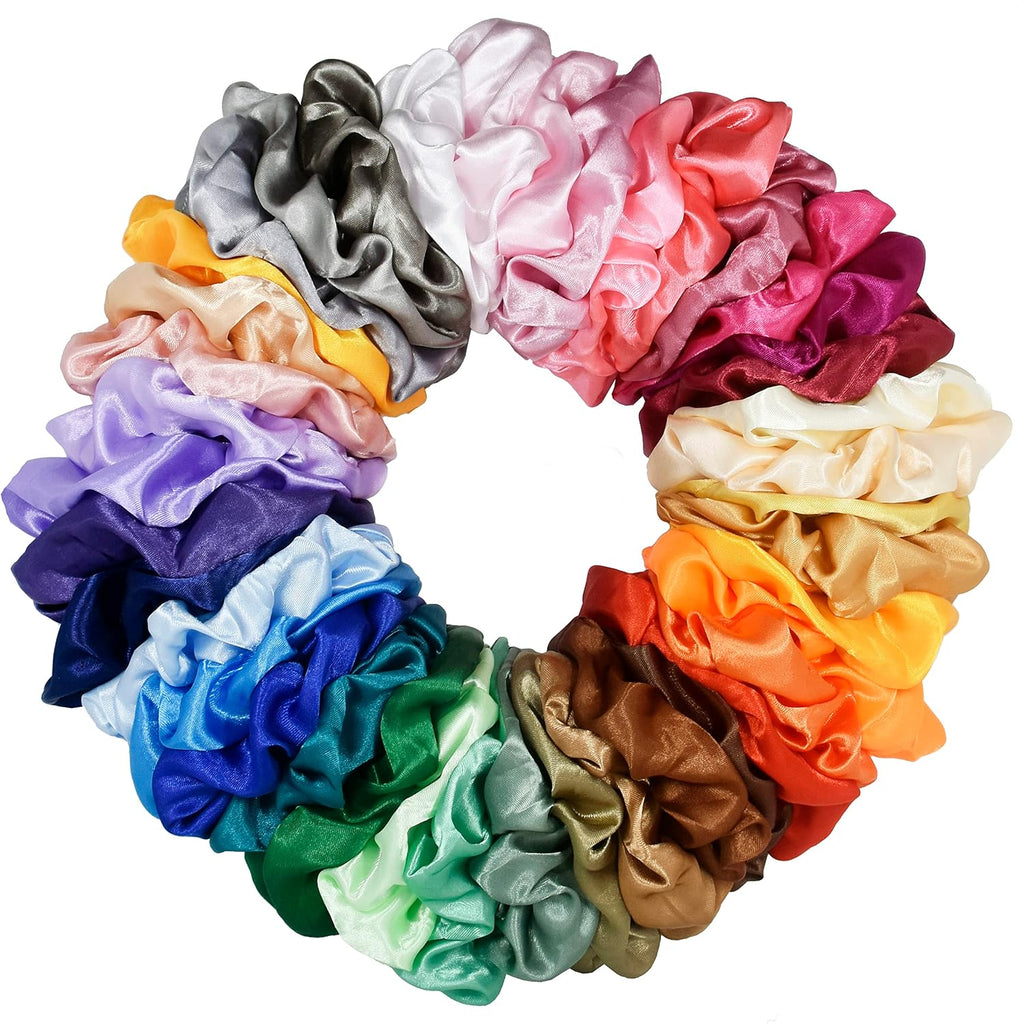 40pcs Hair Silk Scrunchies, 40 Assorted Colors Scrunchies