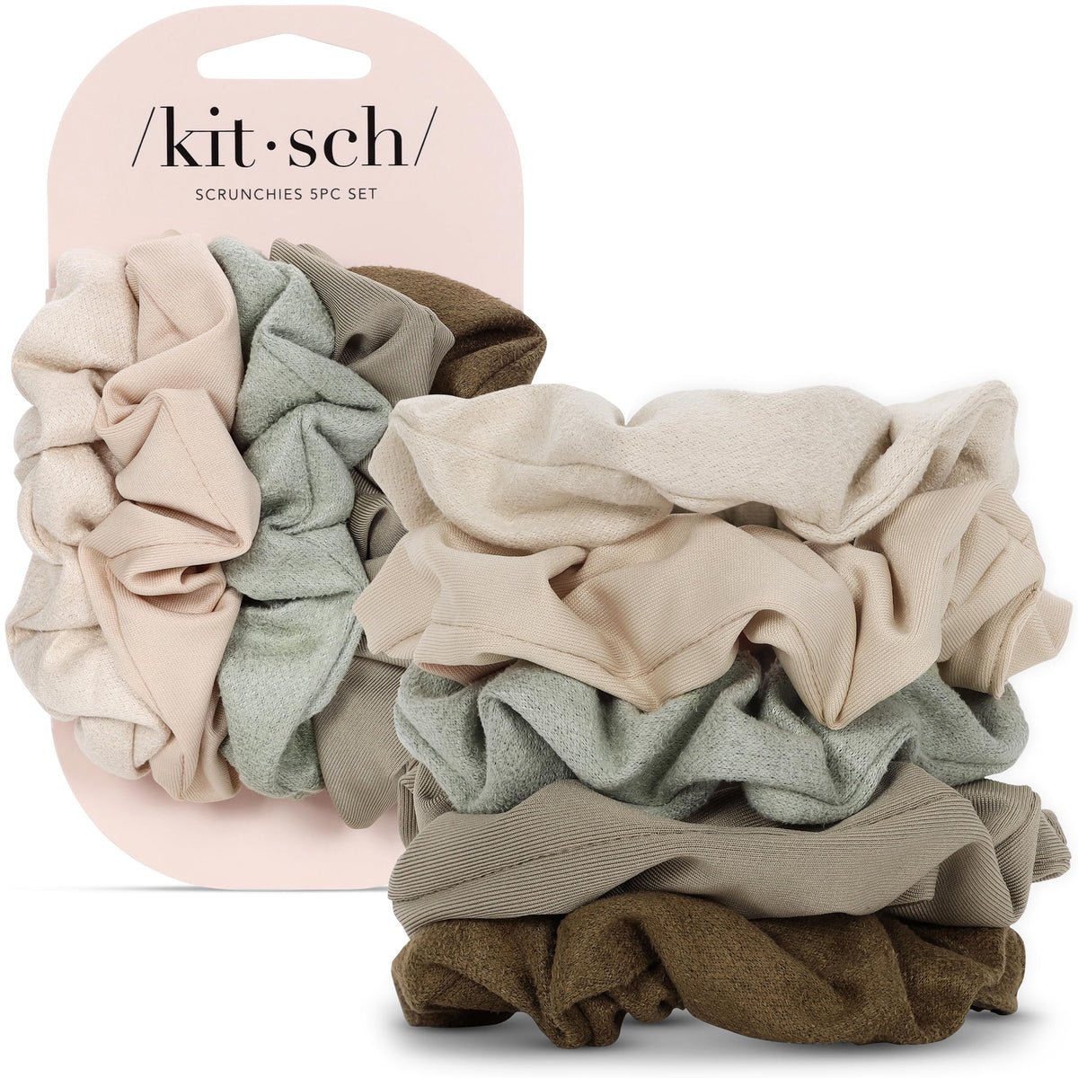 Kitsch Ultra-Petite Satin Scrunchies for Women - Cherry Blossom, 5pcs