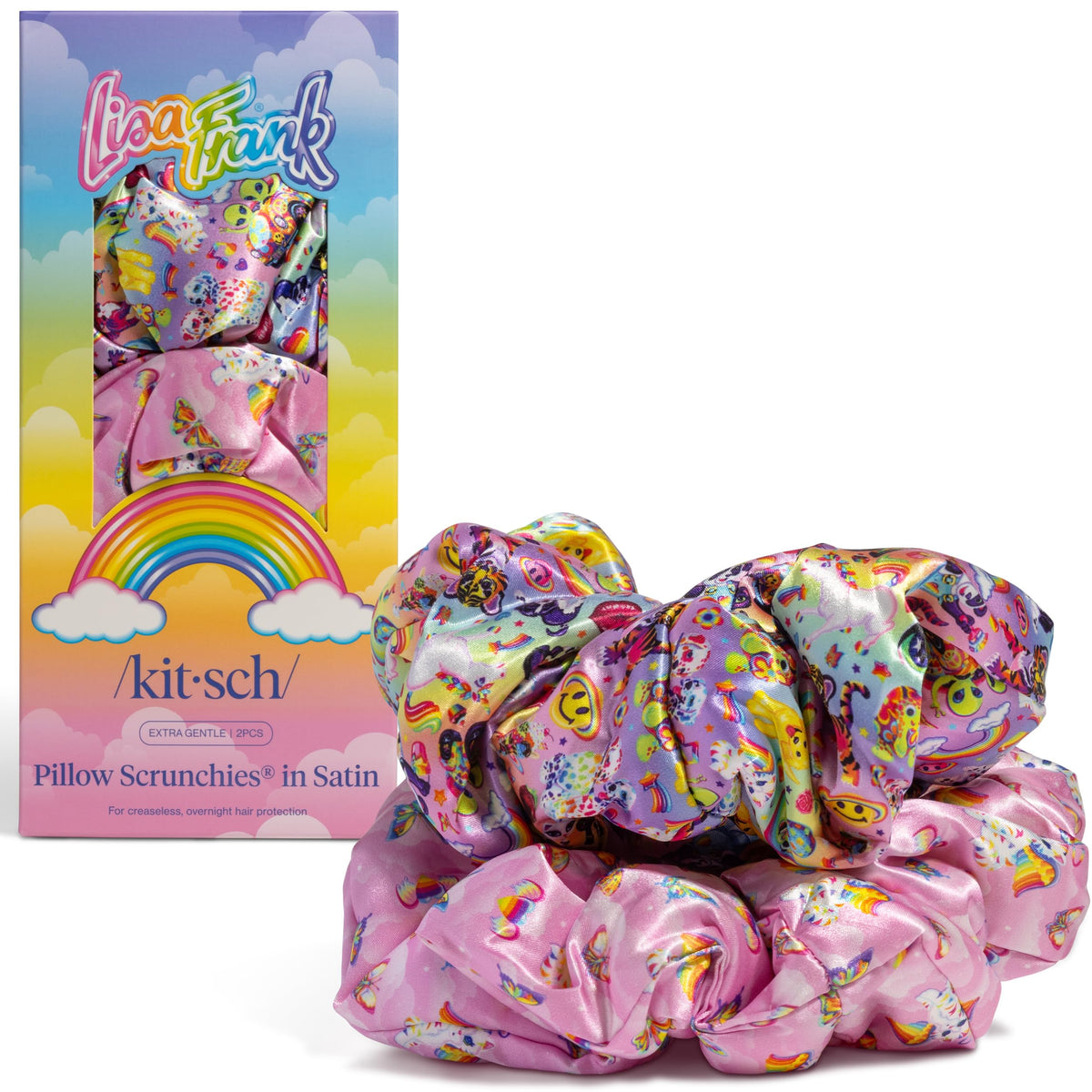 Kitsch Satin Scrunchies for Women | For All Hair Types - Black, 5pcs